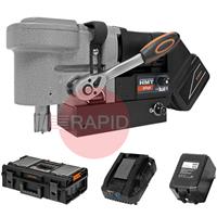 805046 HMT Steelbor Cordless RTV36 Magnet Drill Kit with STAKIT Base 200 Tool Case