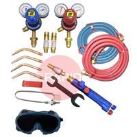 KITWLDOXACBE Type III Medium Duty Oxy Acetylene Welding Kit with Bottom Entry Regulators