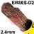 130824R150  ESAB OK Tigrod 13.08 Steel TIG Wire, 2.4mm Diameter x 1000mm Cut Lengths - AWS A5.28 ER80S-D2, 5Kg Pack