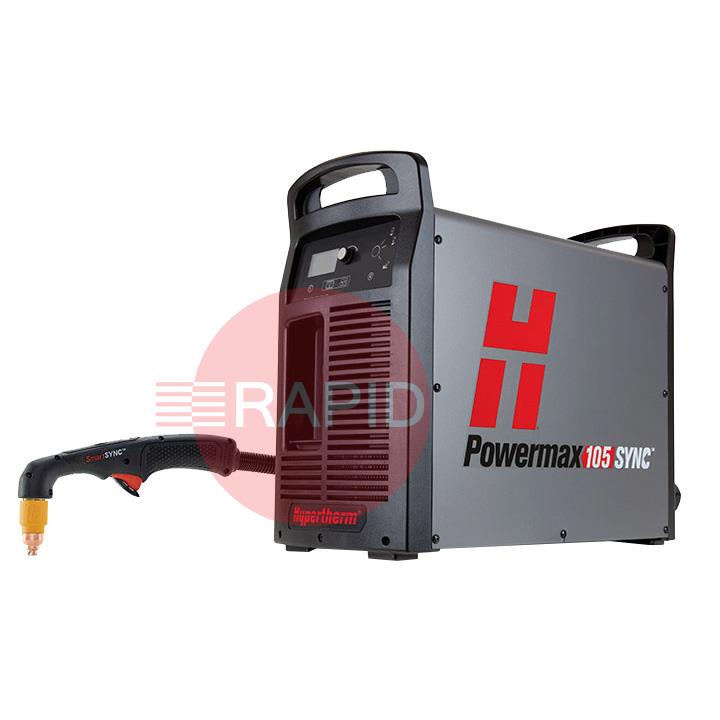 059690  Hypertherm Powermax 105 SYNC Plasma Cutter with 75° 7.6m Hand Torch, 400v CE