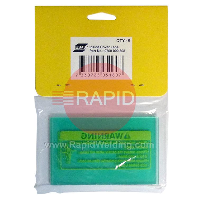 0700000808  ESAB Inside Cover Lens - 100 x 64mm (Pack of 5) Sentinel A50