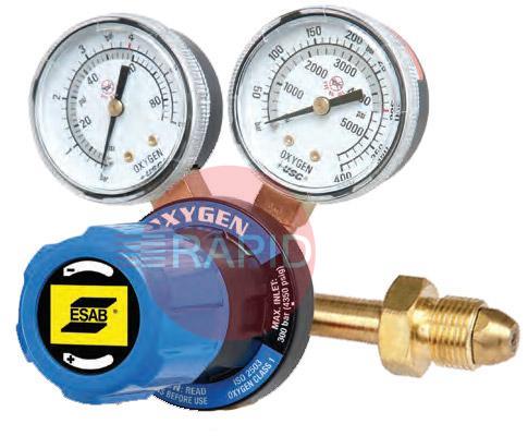 0785-2164  ESAB GCE FE300 Oxygen Regulator Side Entry, 4 Bar, G5/8 Inlet, G3/8 Outlet, UK Fitting Only