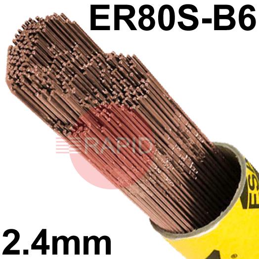133224R150  ESAB OK Tigrod 13.32 Steel TIG Wire, 2.4mm Diameter x 1000mm Cut Lengths - AWS A5.28 : ER80S-B6, 5Kg Pack
