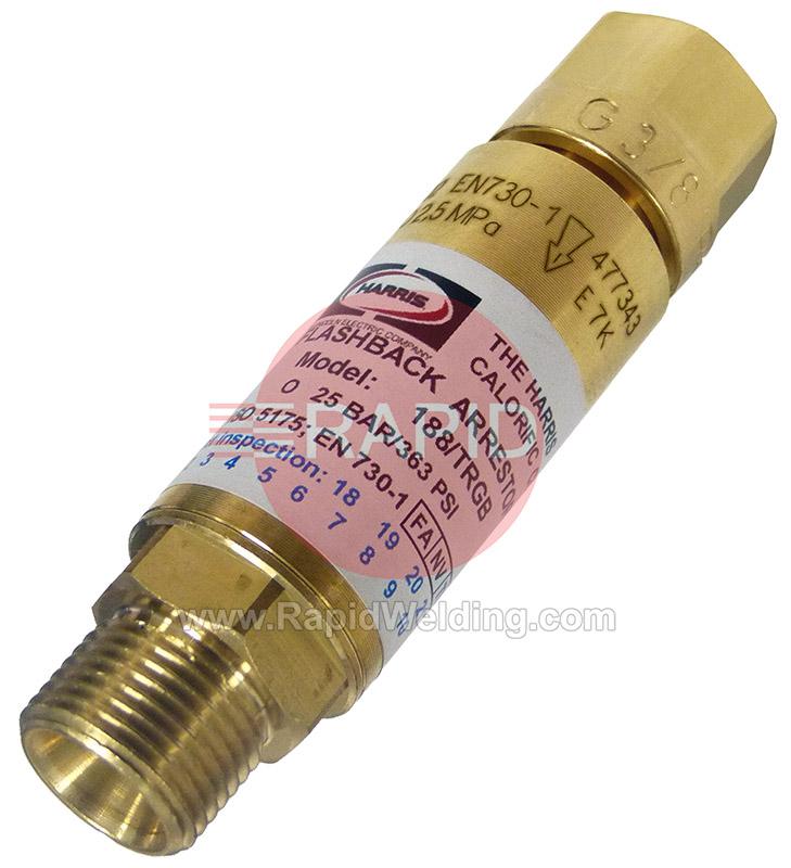 188TRGB  Harris 188-TRGB Oxygen Flashback Arrestor 3/8 BSP RH