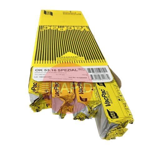 53164044V0  ESAB OK 53.16 Spezial 4.0x450mm Electrodes 15.2Kg Carton (Contains 4 x 3.8Kg Vac Pacs) E7016