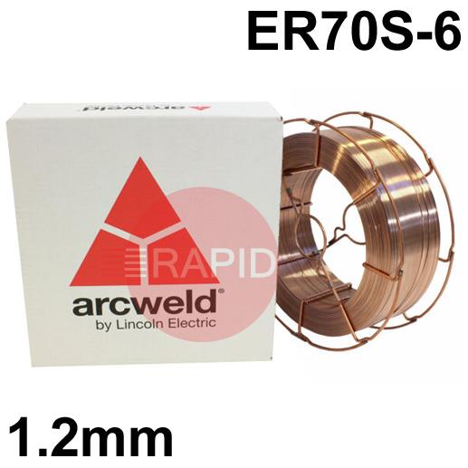 A1812LBW  Lincoln Arcweld AS2 Copper Coated Steel A18 MIG Wire, 1.2mm Diameter x 15Kg Reel (Wire Basket), ER70S-6