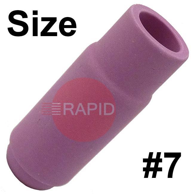 CK-3A7  Size 7 CK 3 Series Standard Alumina Gas Cup. 47mm Long x 11mm Bore.