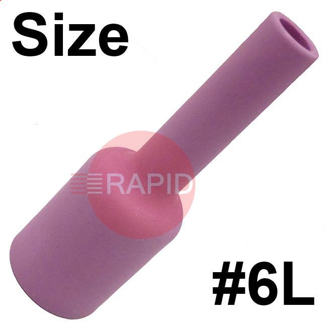 CK-3AG6L  Size 6 CK 3 Series Long Alumina Gas Lens Cup. 76mm Long x 9.5mm Bore.