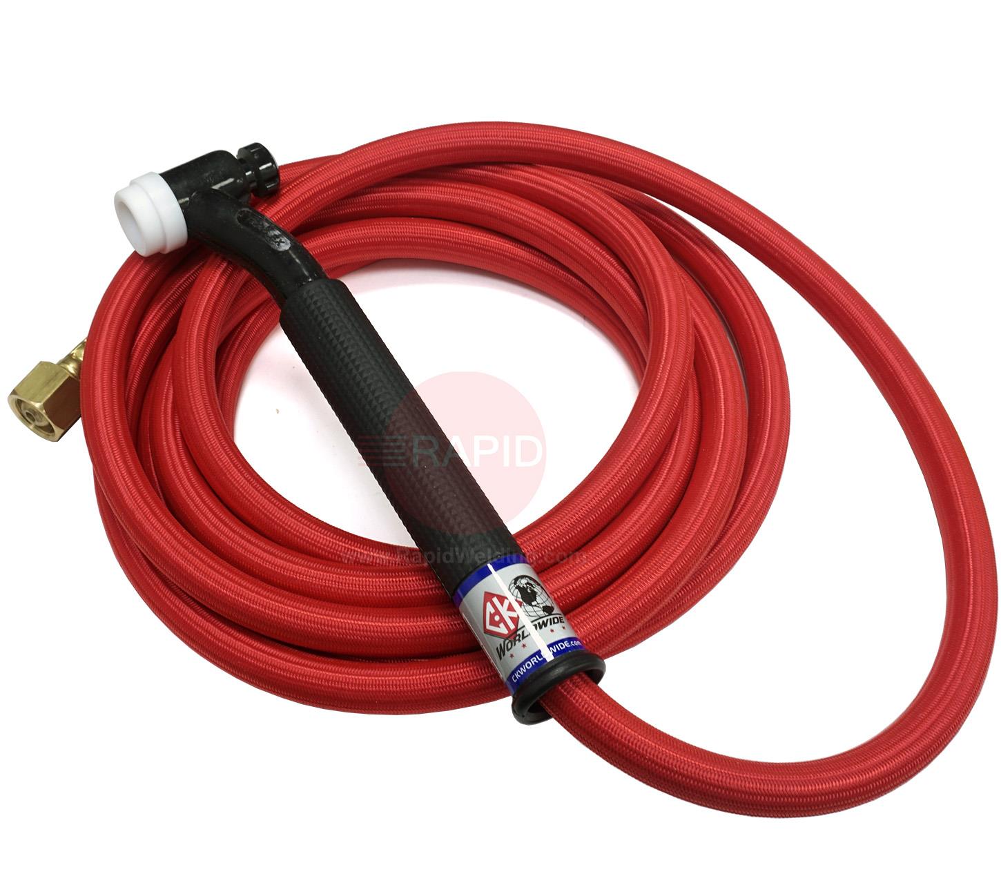 CK-TL2625RSFFX  CK TL26 Trimline 200A TIG Torch with 1 Piece Superflex Cable 8m & Flex Head, G3/8 Machine Connection