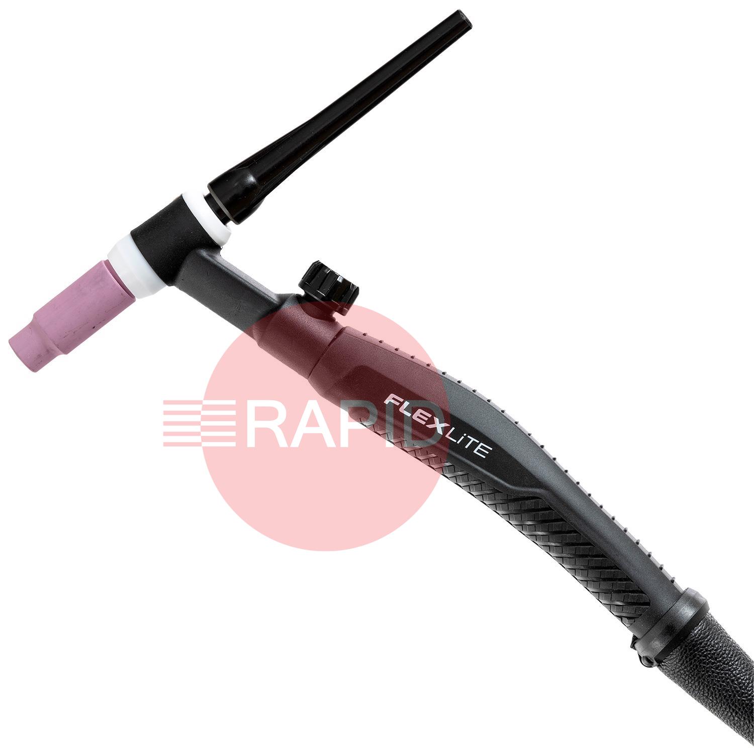 TX223GVD134  Kemppi Flexlite TX K3 223GV D13 Air Cooled 220 Amp Scratch Start TIG Torch, with 70° Angle Neck & Gas Valve - 4m