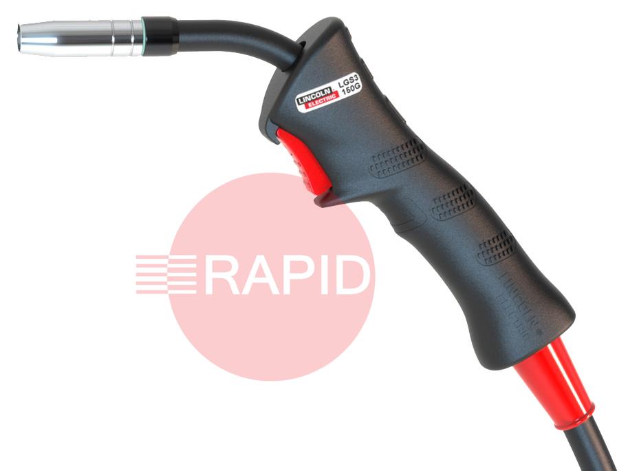 W10430-15-4M  Lincoln LGS3-150G Air Cooled 180A MIG Torch - 4m